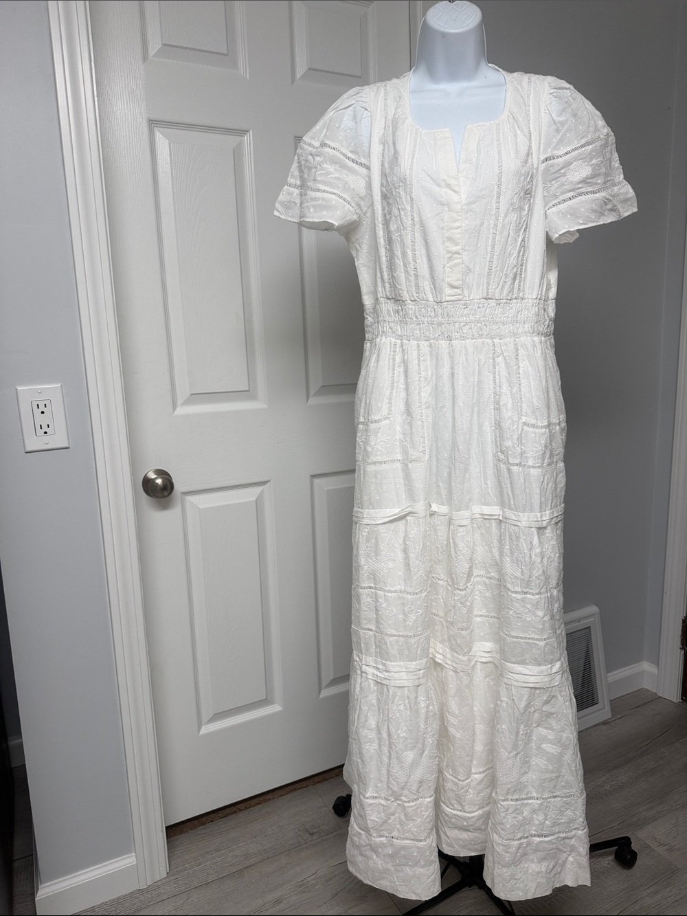 Anthropologie Somerset Maxi Dress White Tiered Cotton - Picture 4 of 7